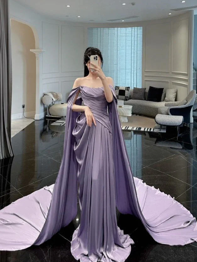 A Line Purple Long Evening Dresses Formal Party Dress Prom Gown       fg6773