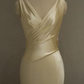 Pastel Yellow Satin Backless Mermaid Long Prom Dress       fg6689