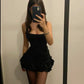 Black Sleeveless A-Line Ruffled Hem Short Homecoming Dresses     fg7054