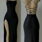 Elegant Black Prom Dresses, Fashion Party Dress With Slit       fg6448