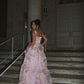 Sexy A Line Square Neckline Satin Pink Long Prom Dresses Party Evening Dress        fg7201