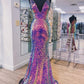 Sequins V-Neck Prom Dress Long Formal Dress      fg7044