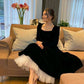 Vintage Black With White Tulle Prom Dress     fg2975