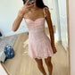 Pink A-Line Lovely Lace Short Party Dress Homecoming Dress    fg7131