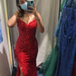 Red Sequin Prom Dress Long Formal Dress Graduation School Party Gown   fg7057