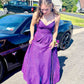 Simple V Neck Purple Long Prom Dresses, V Neck Purple Formal Dresses      fg7039