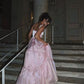 Sexy A Line Square Neckline Satin Pink Long Prom Dresses Party Evening Dress        fg7201