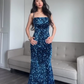 Mermaid Sequin Blue Long Prom Dress, Blue Evening Dress      fg6650