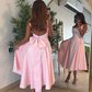 Pink Mid Length Prom Dress Pink Evening Gown         fg6359