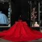 Red Princess Quinceanera Vestidos Gillter Off The Shoulder Corset vestidos de 15 Quinceanera Dress       fg6291