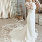 Chapel-length Petal Train Low Back Stretch Crepe Wedding Dress With Long Sleeves     fg6562