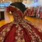 Dark Red Sequins Quinceanera Dresses 2024, Lace Up Ball Gown Prom Gowns       fg6290