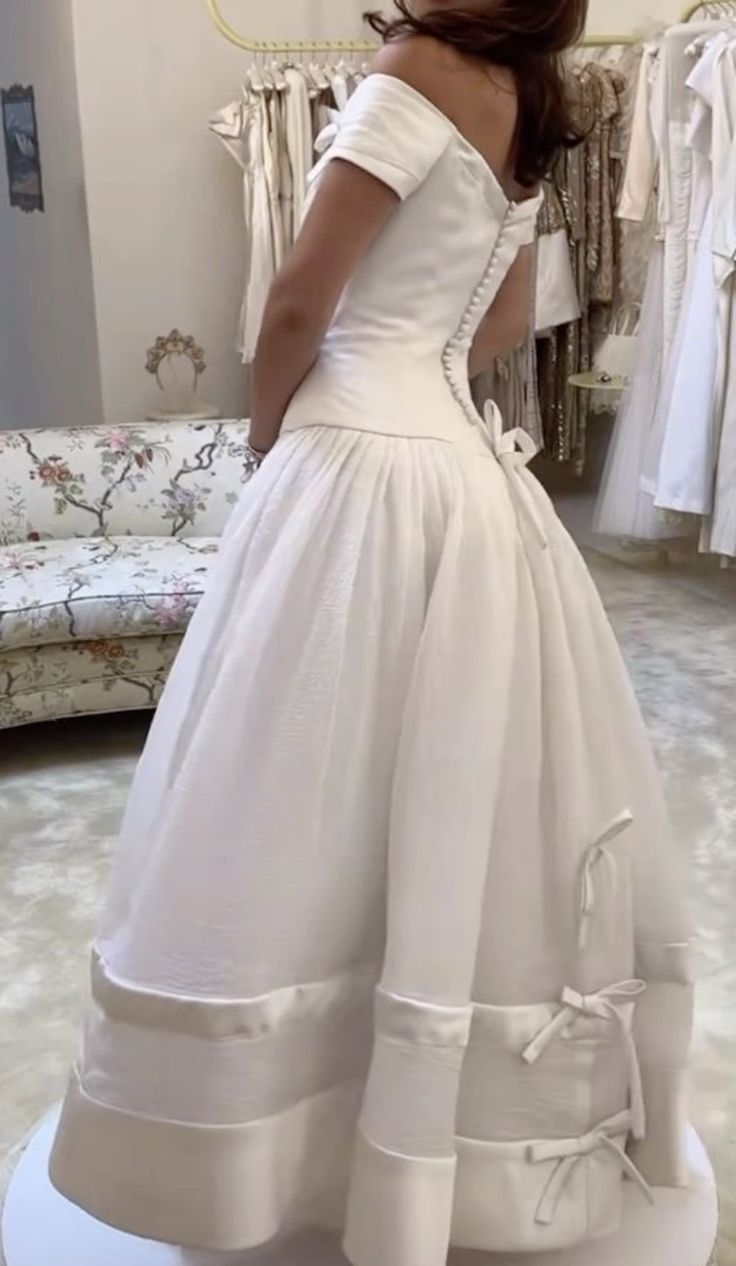 A Line Off Shoulder Long Wedding Dress Simple Bridal Dresses      fg7277