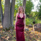 Simple Burgundy V Neck Long Party Dress Formal Prom Dress      fg6917