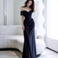 Simple Mermaid Off The Shoulder Black Prom Dresses Evening Dress     fg6846