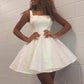 Shiny White Square Neckline A-line Short Homecoming Dress       fg5770