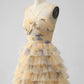 Yellow Print Keyhole Ruffle Tiered Short Homecoming Dress       fg5965