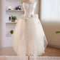 Unique White Tulle Satin Short Prom Dress, White Homecoming Dress      fg6369