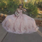 Pink Ball Gown Quinceanera Dress Applique Off the Shoulder Sweet 16 Vestidos       fg5899