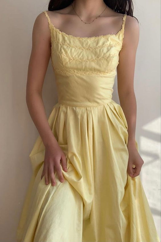 Elegant Yellow Women's Prom Dress Fashion Outfit Dress      fg5608