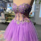 Elegant Strapless Lilac Beaded Short Homecoming Dress     fg5673