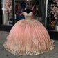 Pink Princess Quinceanera Dress with Off Shoulder Ball Gown     fg6820