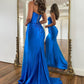 Mermaid Strapless Satin Long Prom Dress With Slit      fg5867