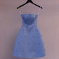 chic a-line blue satin homecoming dress 18th birthday outfits     fg5886