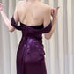 Satin Off Shoulder Long Evening Dress, Satin Prom Dress      fg5209