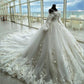 Luxurious White Wedding Dress With Trail,White Bridal Dress    fg5832