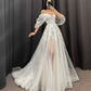 Ivory A-Line Wedding Dresses Women V-Neck Short Sleeves Long Bride Dress      fg6237