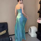 Spaghetti Straps Blue Sheath Long Prom Dresses Homecoming Dress      fg6074