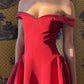 Off the shoulder red evening dress short party gown      fg5855