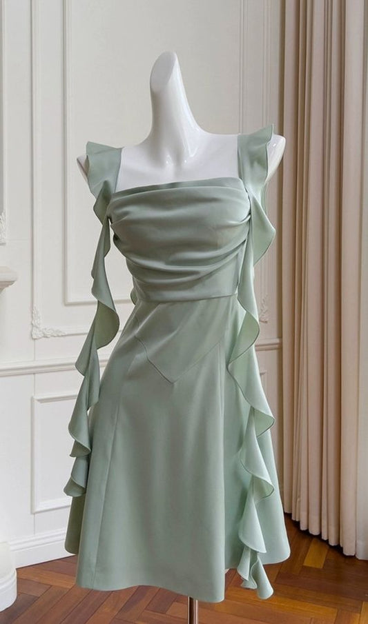 Sage Green Party Dress Short Prom Dress       fg6030