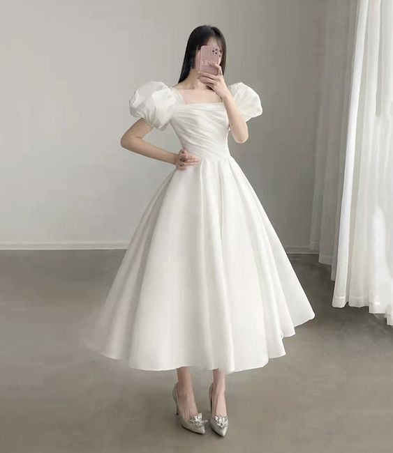 White tulle short prom dress homecoming dress      fg5878