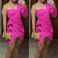 One Shoulder Short Prom Party Dress Short Evening Gowns     fg5740