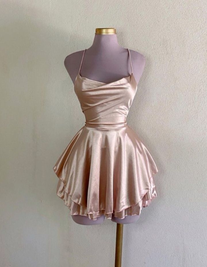 Vintage A line Champagne Birthday Outfits Satin Homecoming Dress    fg6120