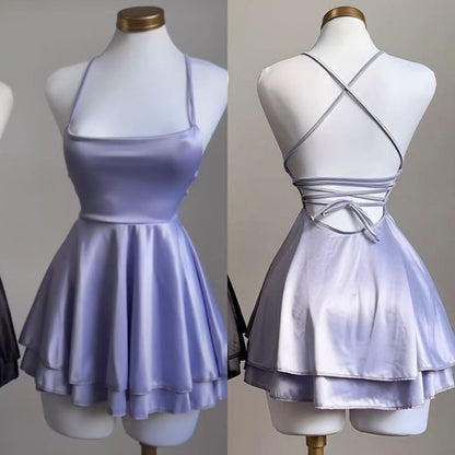 Short Prom Dresses Lilac Sleeveless Elegant Mini Dress    fg6118