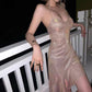 Fashion Sequin Dress Women Sexy Backless Spaghetti Strap Dresses Elegant Evening Party Dress       fg5962