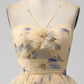 Yellow Print Keyhole Ruffle Tiered Short Homecoming Dress       fg5965