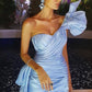 Short Sweetheart Sky blue Pleats One-shoulder Homecoming Dress      fg5910