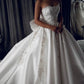 A-line Unique Strapless Satin Vintage Long Wedding Dresses      fg5986