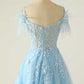 Modest Light Blue Appliques A-Line Short Homecoming Dresses        fg5970