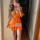 Cute Orange A-line Tiered Homecoming Dress,Summer Casual Dress     fg5751