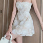 Strapless Sleeveless Appliqued Tulle A-Line Mini Homecoming Dress      fg5815