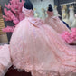 Glamorous Pink Tulle Lace Ball Gown,Pink Sweet 16 Dress        fg5577