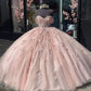 Cute Princess Dresses Prom Ball Gown Appliqued Off Shoulder Vestido De Quinceanera Glitter Tulle 15 Dress        fg6469