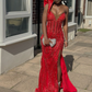 red prom dress mermaid long dress for Women, Sexy Party Dress      fg7093