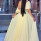 Vintage A line Yellow Long Prom Dress Evening Dresses       fg6832