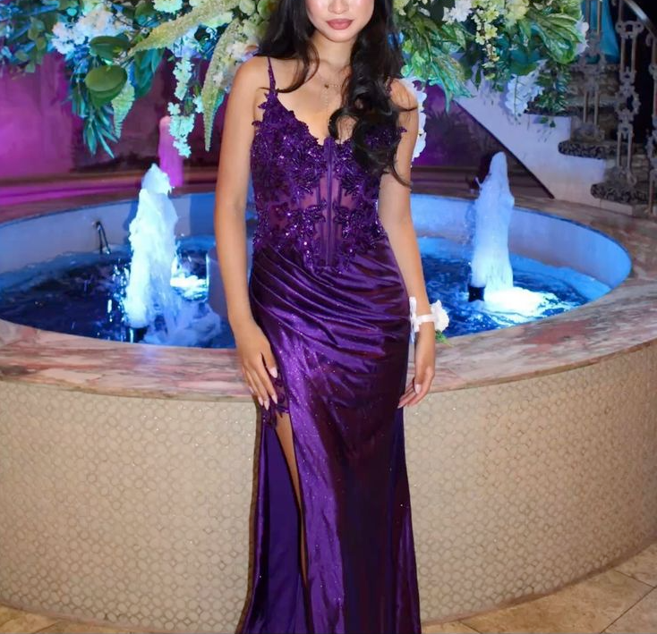 Purple shiny party dress evening dress      fg6874